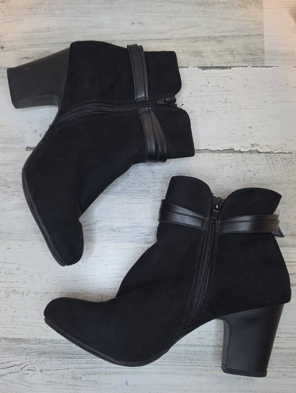 2 Pair Black Ankle Boots Womens 7.5 Western Y2K Boho Witchy Block Heel Booties